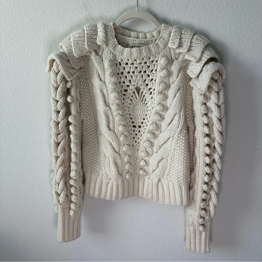 ULLA JOHNSON Verena Wool Cream Jumper Sweater Pullover SZ PS XS/S - Picture 3 of 9